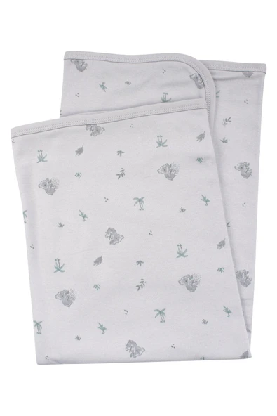 Unisex Gri Koala Desenli Organik Penye Battaniye ürün görseli 1
