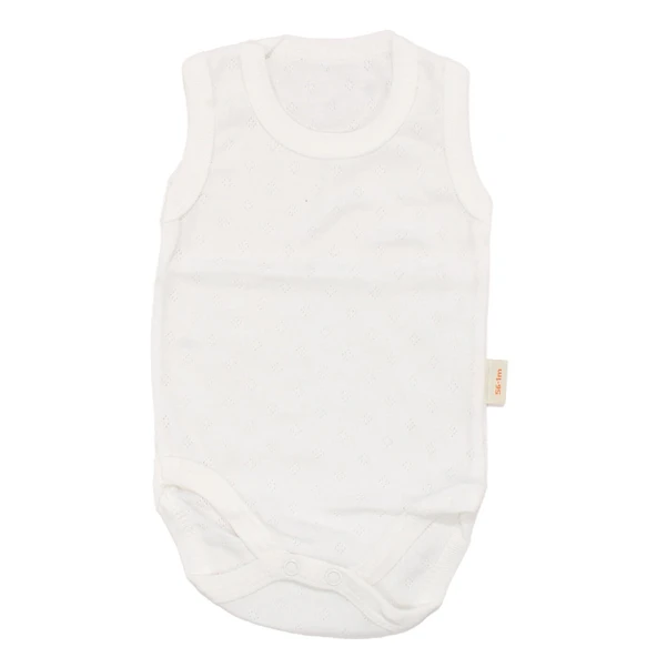 Unisex Ekru Jakarlı Askılı Çıtçıtlı Body Zıbın ürün görseli 1