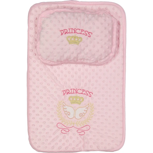 Kız Bebek Pembe Princess Nakışlı Nohut Battaniye 80x90 ürün görseli 1