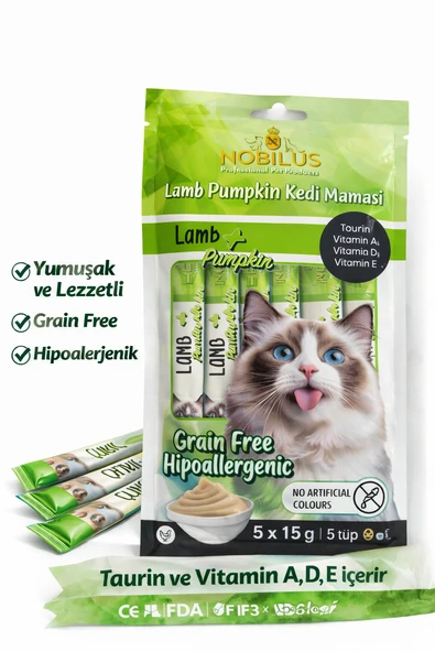Nobilus Kuzu Etli Kedi Krema Ödül Maması 5 x 15 gr ürün görseli 1