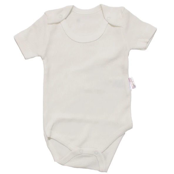 Unisex Ekru Raporlu Kısa Kol Çıtçıtlı Body Zıbın ürün görseli 1