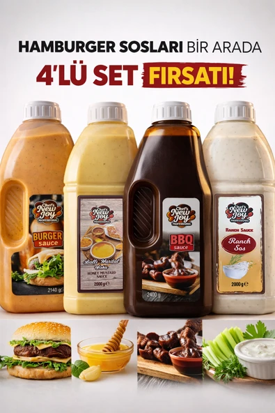 4'lü Gurme Hamburger Sos Seti Ranch-Barbekü-Ballı Hardal-Burger Sos Fast Food Efsane Paket ürün görseli 1