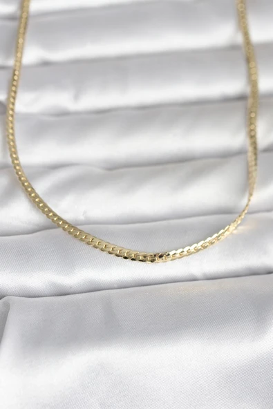 CM 14K Gold Renk Yassı Zincir Model 45 cm Kadın Kolye // XD-BKO11002-ST ürün görseli 1