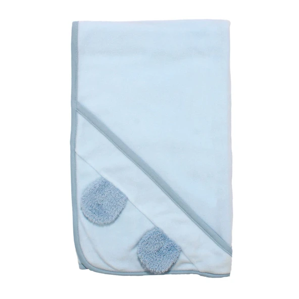 Unisex Mavi Polar Kulaklı Battaniye 90x90 cm ürün görseli 1