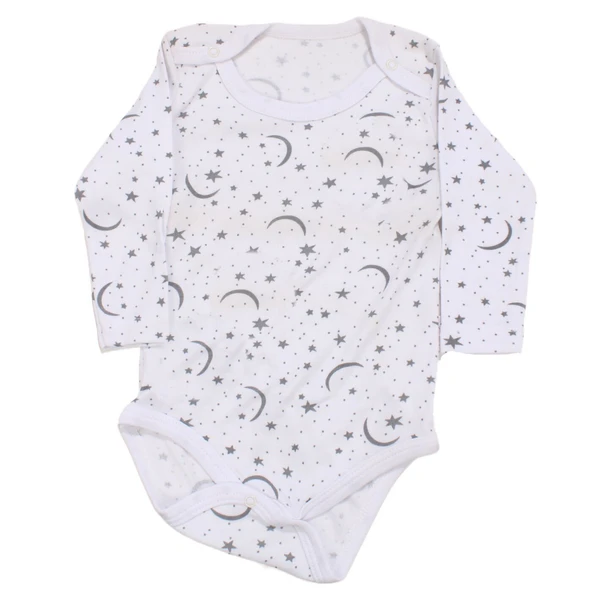 Unisex Ekru Ayyıldız Desenli Uzun Kollu  Zıbın - Resim 3