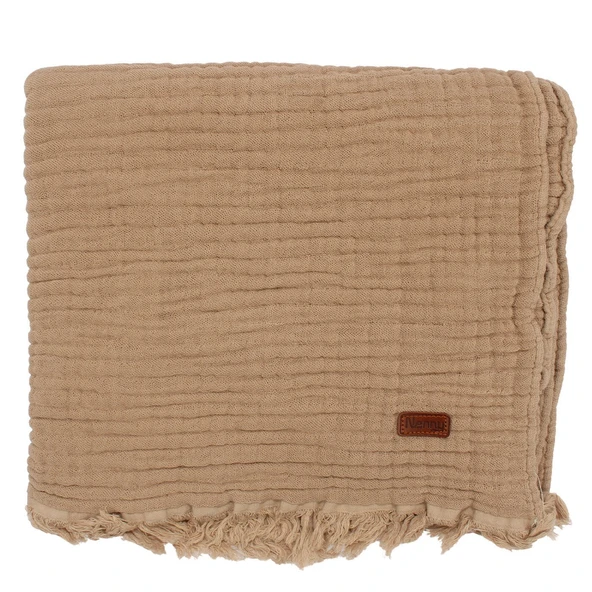 Unisex Kahve Püsküllü 4 Kat Battaniye 80x120 ürün görseli 1