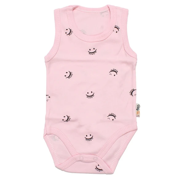 Unisex Pembe Gülücük Baskılı Askılı Zıbın ürün görseli 1
