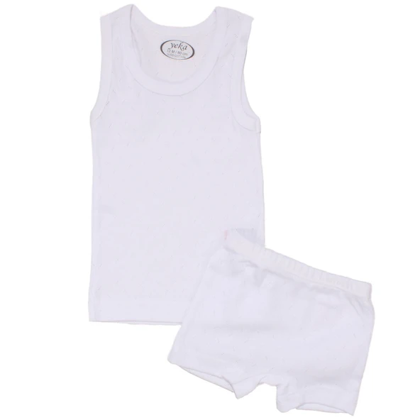Unisex Ekru Jakarlı Atlet Boxer Takım ürün görseli 1