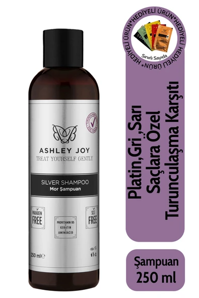 ASHLEY JOY Mor Şampuan 250ml Platin, Sarı Saçlar İçin Turunculaşma Karşıtı Keratin İçerikli Parabensiz Silver ürün görseli 1