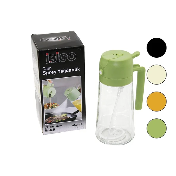 2in1 Spreyli Akıtmalı Cam Yağdanlık 450ml Kilitli Kapaklı Sürahi Modeli ürün görseli 1