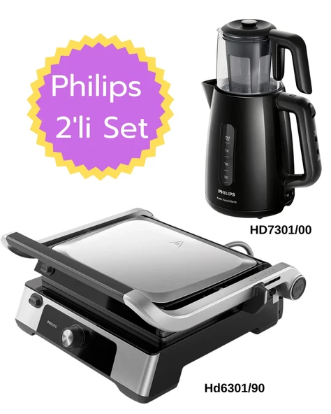 Philips HD6301/90 Tost Makinası + HD7301/00 Çay Makinası 2'Li Set ürün görseli 1