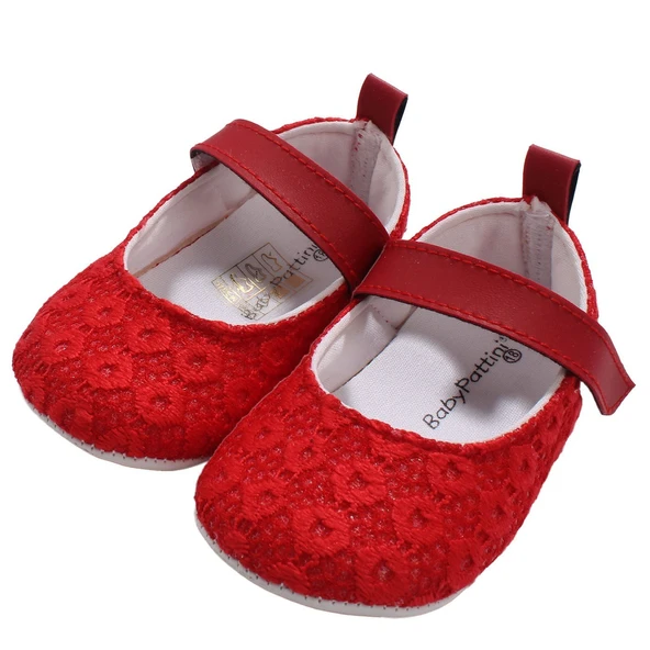 Kız Bebek Kırmızı Güpürlü Babet Ayakkabı ürün görseli 1