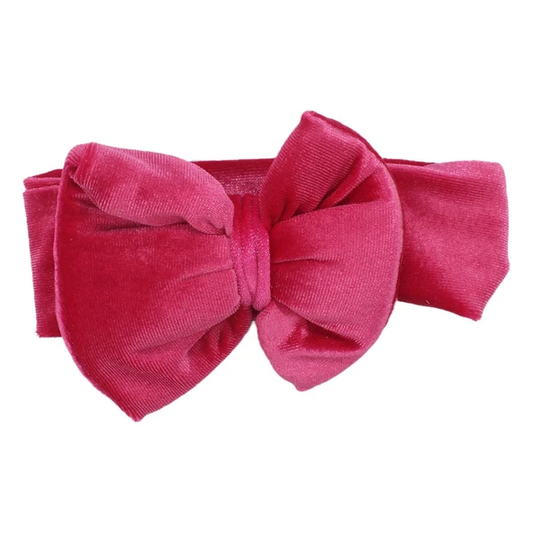 Kız Bebek Fuşya Kurdeleli Kadife Bandana ürün görseli 1