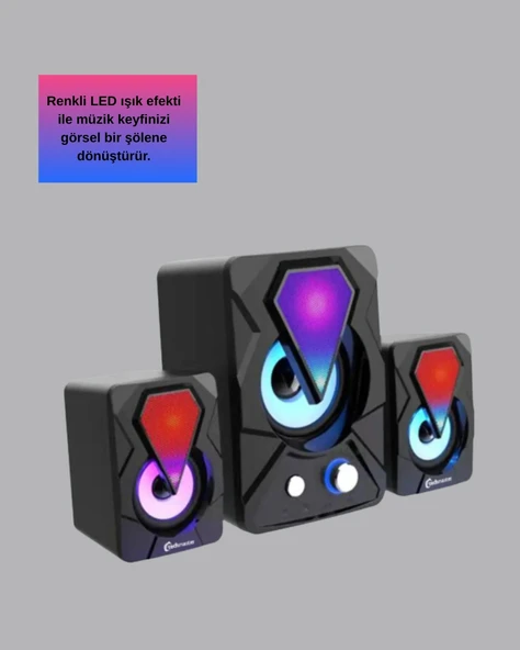 Renkli LED Işıklı Hoparlör - Resim 4