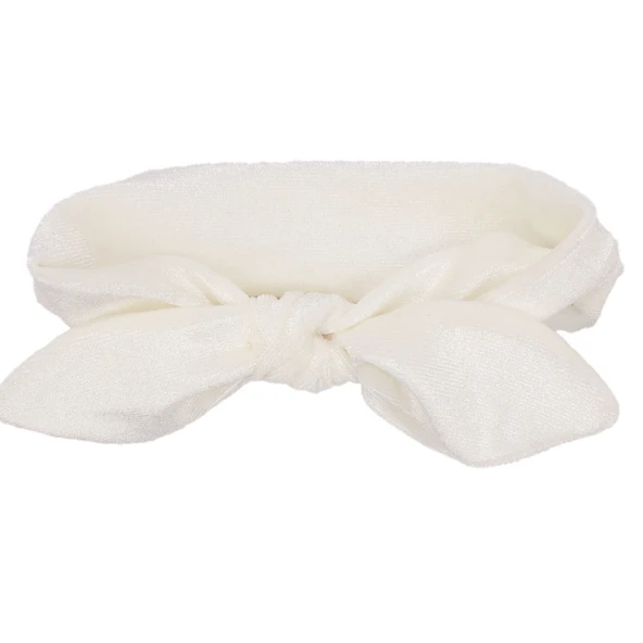 Kız Bebek Ekru Kendinden Bağlamalı Kadife Bandana ürün görseli 1