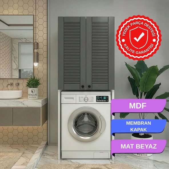 Kenzlife membran çamaşır-kurutma-bulaşık makinesi dolabı mahidevran gribyz panjur 180*70*60 mebran kapak MDF gövde ürün görseli 1