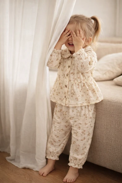 Çiçek Desenli Müslin Kız Bebek Bayramlık Takım İkili Set 2013 ürün görseli 1