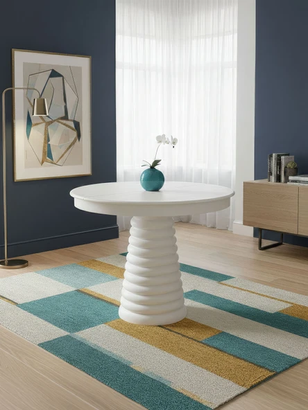 Spirra Açılır Yuvarlak Ahşap Yemek Masası 120x120 ürün görseli 1