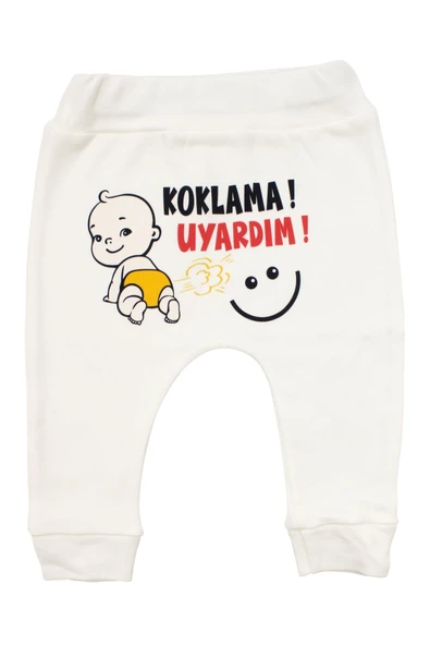 Unisex Ekru Koklama Uyardım Baskılı Manşetli Tek Alt ürün görseli 1