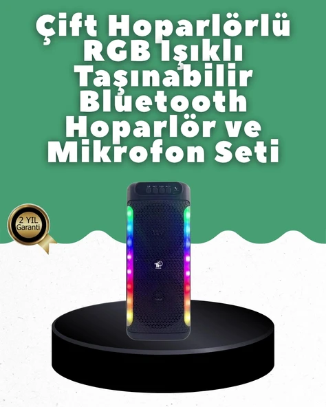 Yüksek Ses Güçlü Kablosuz Hoparlör  Karaoke Mikrofonlu ürün görseli 1