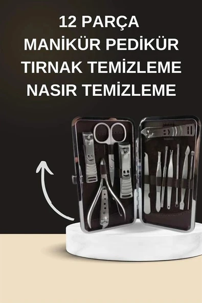 Elektrikli Manikür Pedikür Seti İkili Set 12 Parça Tırnak Bakımı Törpü Protez Çıkarma ürün görseli 1