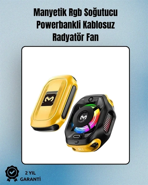 RGB Işıklı Girdap Fanlı Mobil Soğutucu | Manyetik Montaj | Type-C Girişli ürün görseli 1