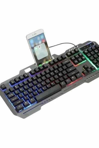 Işıklı  Q Klavye Mouse Seti Siyah   Klavye - Resim 4