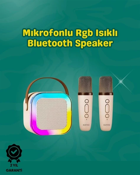 İki Mikrofonlu Renkli LED Işıklı Karaoke Cihazı ürün görseli 1