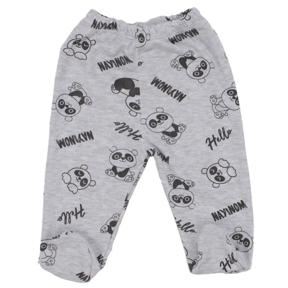Erkek Bebek Gri Panda Baskılı Patikli Tek Alt ürün görseli 1