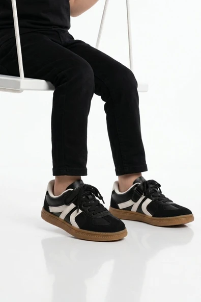 Cool Siyah Cırtlı Bağcıklı Unisex Çocuk Spor Ayakkabı Berry F ürün görseli 1