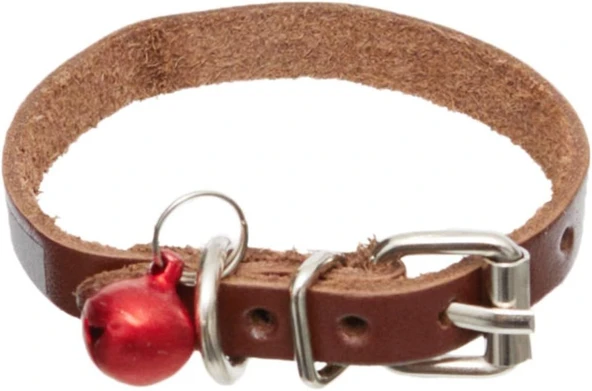 Cattie Gerçek Deriden El Yapımı Reflektörlü Kedi Boyun Tasması 1x18-22cm - Brown ürün görseli 1