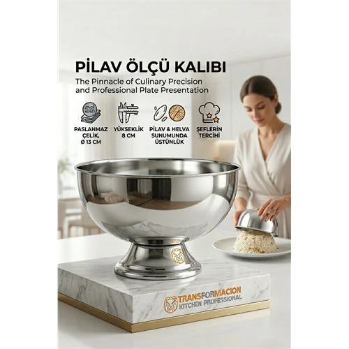 Profesyonel 13 Cm Çapında Pilav Kalıbı - Helva Kalıbı 304 Paslanmaz Çelik  723024 ürün görseli 1