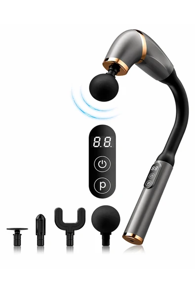 Auhma Amg16 Ergonomik Uzun Saplı Vücut Masaj Aleti - 4 Başlıklı Fonksiyonel Masaj Seti ürün görseli 1