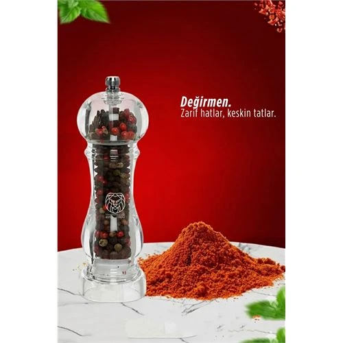 Alistair Serisi Kristal Akrilik Seramik Dişli Ayarlanabilir Lüks Baharat Öğütücü 16 cm 722917 ürün görseli 1