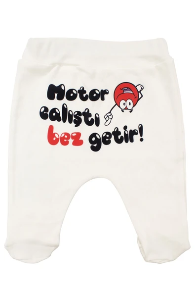 Unisex Ekru Motor Çalıştı Bez Getir Baskılı Patikli Tek Alt ürün görseli 1