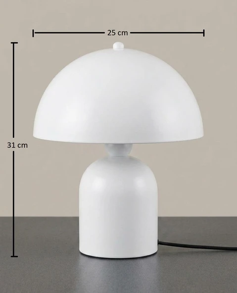 Ruby Mantar Tasarım Beyaz Abajur 25 cm - Resim 3
