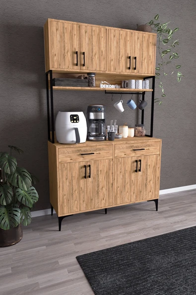 DF14104 Kahve Köşesi Mutfak Dolabı Coffee Bar Standı Raflı Kapaklı Çekmeceli Çok Amaçlı Konsol ürün görseli 1