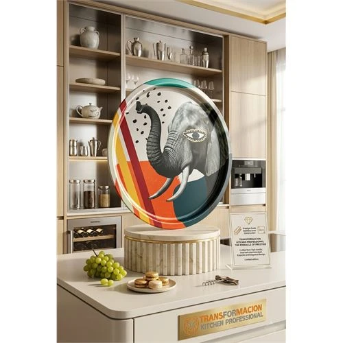 Rebel Sanatsal Tasarım Sunum Tepsisi - 35 cm Majestic Fil  Frida Keller Serisi 722986 ürün görseli 1