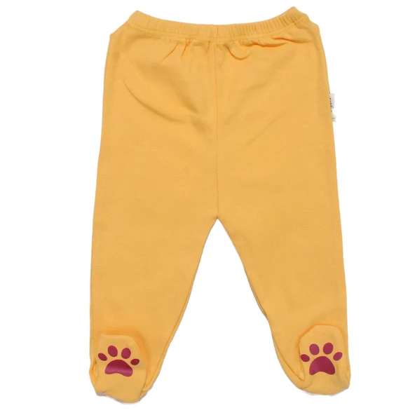 Unisex Sarı Patikli Pati Baskılı Penye Pantolon Tek Alt ürün görseli 1