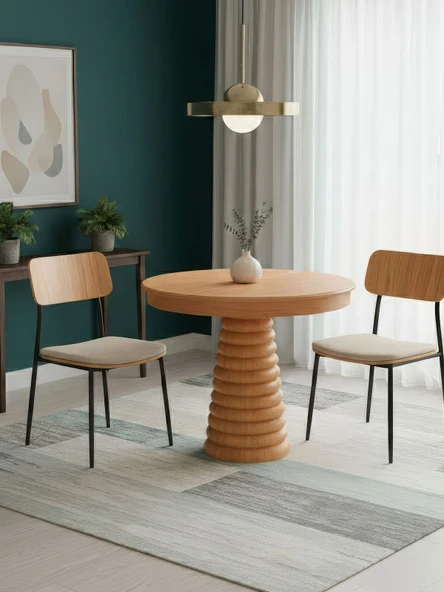 Spirra Açılır Yuvarlak Ahşap Yemek Masası 100x100 ürün görseli 1