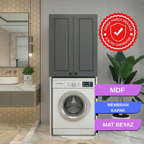 Kenzlife membran çamaşır-kurutma-bulaşık makinesi dolabı mahidevran gribyz çerçeve 180*70*60 mebran kapak MDF gövde ürün görseli 1