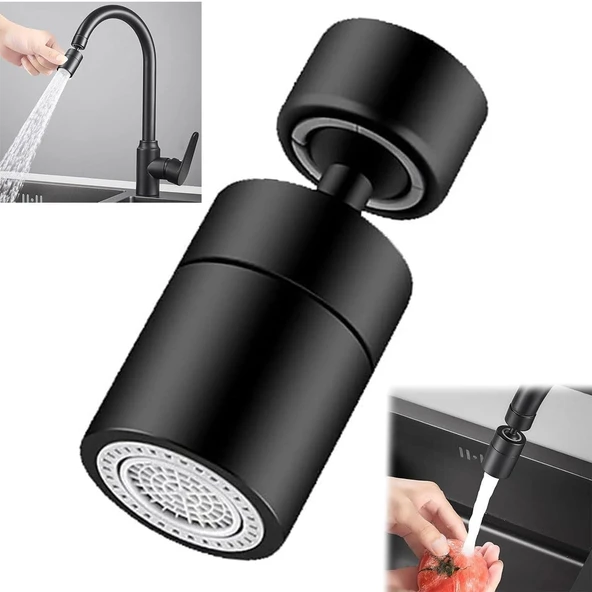 Sunup SN-29318 Çift Hız Ayarlı Siyah Musluk Başlığı ürün görseli 1