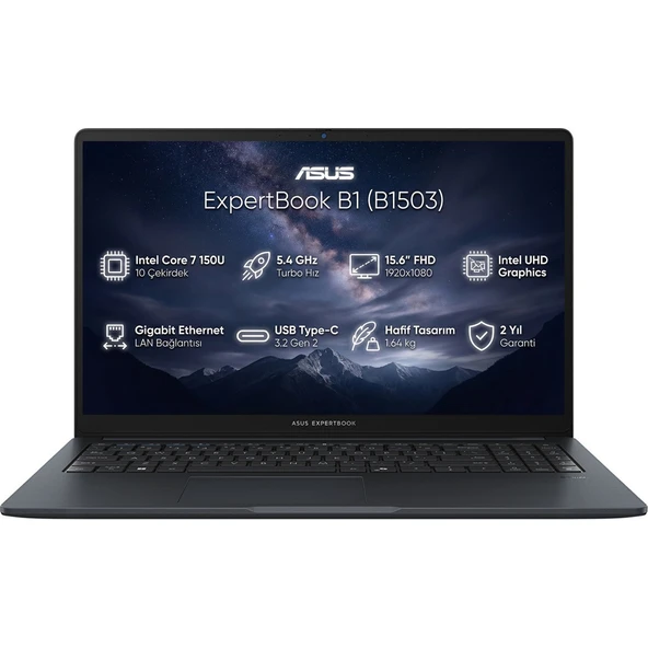 Expertbook B1 Intel Core 7 150U 16GB 512GB SSD 15.6" Fhd Freedos Laptop, Notebook B1503CVA-C78G512B4D 001 ürün görseli 1