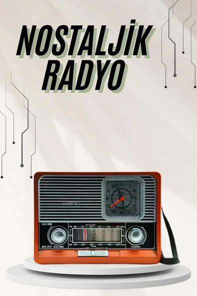 Saatli Fenerli Bluetooth Nostaljik Radyo AUX SD USB Girişli Bluetooth Hoparlör ürün görseli 1