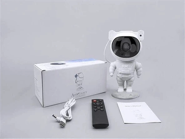 Çocuklara Özel Projeksiyon Astronot Lamba Speaker Sevimli ürün görseli 1