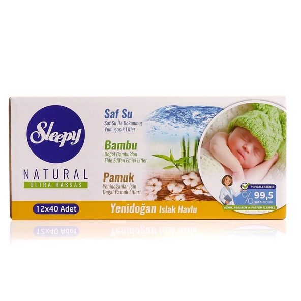 Natural Yenidoğan Islak Mendil 12x40 480 Yaprak ürün görseli 1