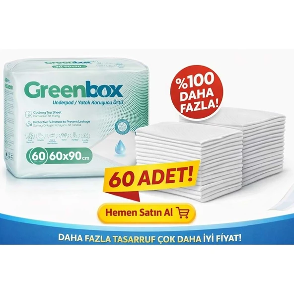 Greenbox Yetişkin Yatak Koruyucu Alt Açma Örtü 60x90 CM Adet 60 Adet ürün görseli 1