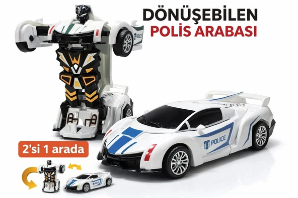 Robota Dönüşen Polis Arabası Lamborghini Oyuncak Transformer Robot Araba ürün görseli 1
