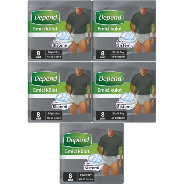 Depend Emici Külot Pants Yetişkin Bezi L - Büyük - Large Erkek 40 Adet (5PK*8) ürün görseli 1