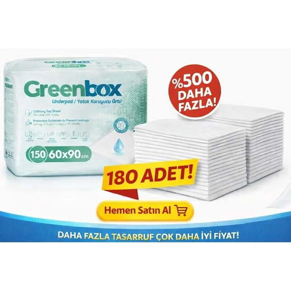 Greenbox Yetişkin Yatak Koruyucu Alt Açma Örtü 60x90 CM Adet 180 Adet ürün görseli 1